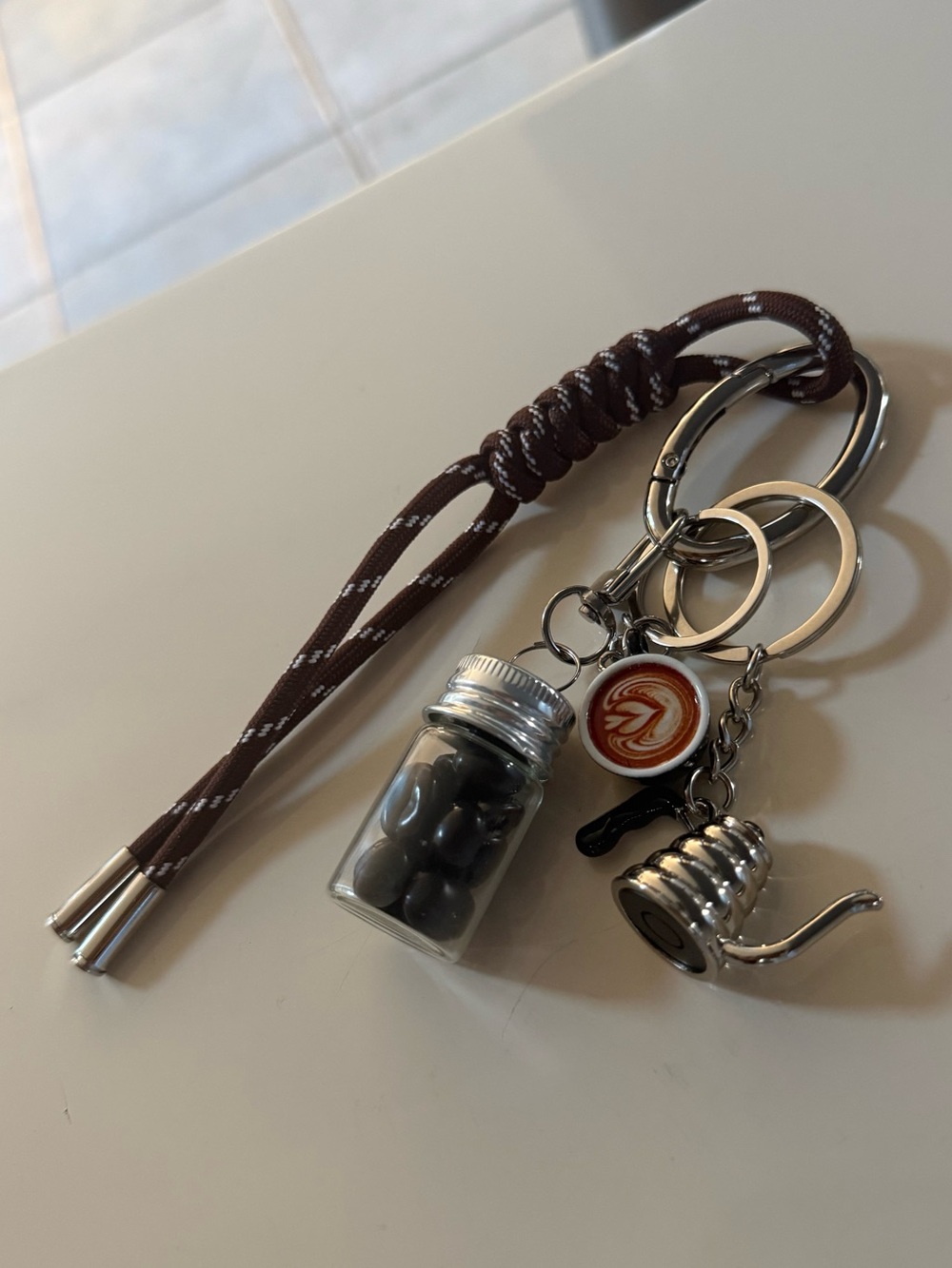 Barista Coffee & Espresso Bean Charm Keychain Bag Accessory
